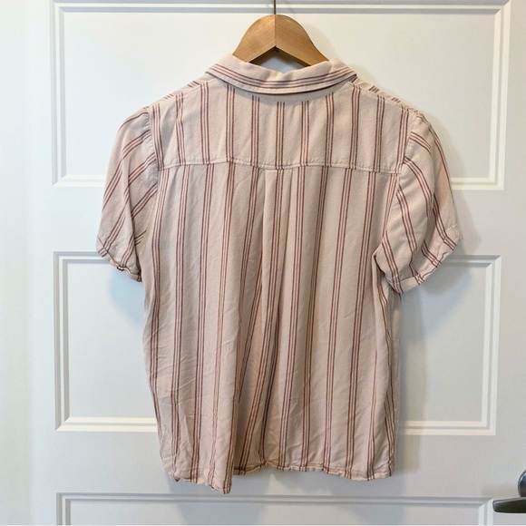 TWIK M Loose Striped Short Sleeve Buttoned Shirt - Picture 7 of 12